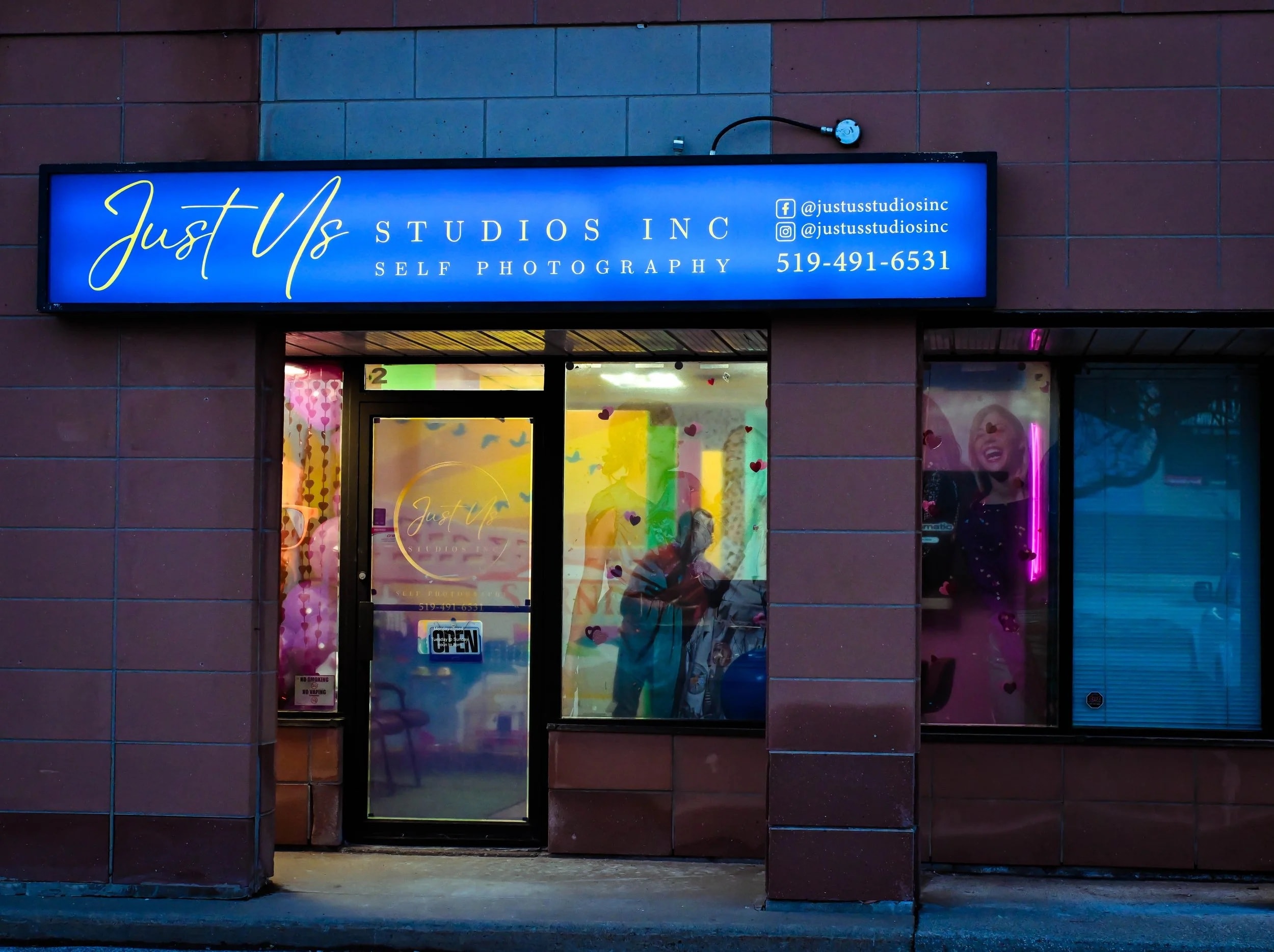 Just Us Studios storefront at Lambton Mall, Sarnia